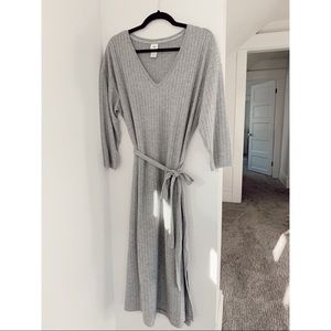 H&M Rib knit midi dress with belt